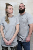 STRONG COFFEE unisex long t-shirt athletic grey heathered with our small logo on the heart