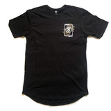 STRONG COFFEE long fit tee black for men with our leaves and cherries logo on front